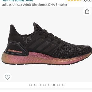 Ultra boost adidas black and metallic pink sneakers women